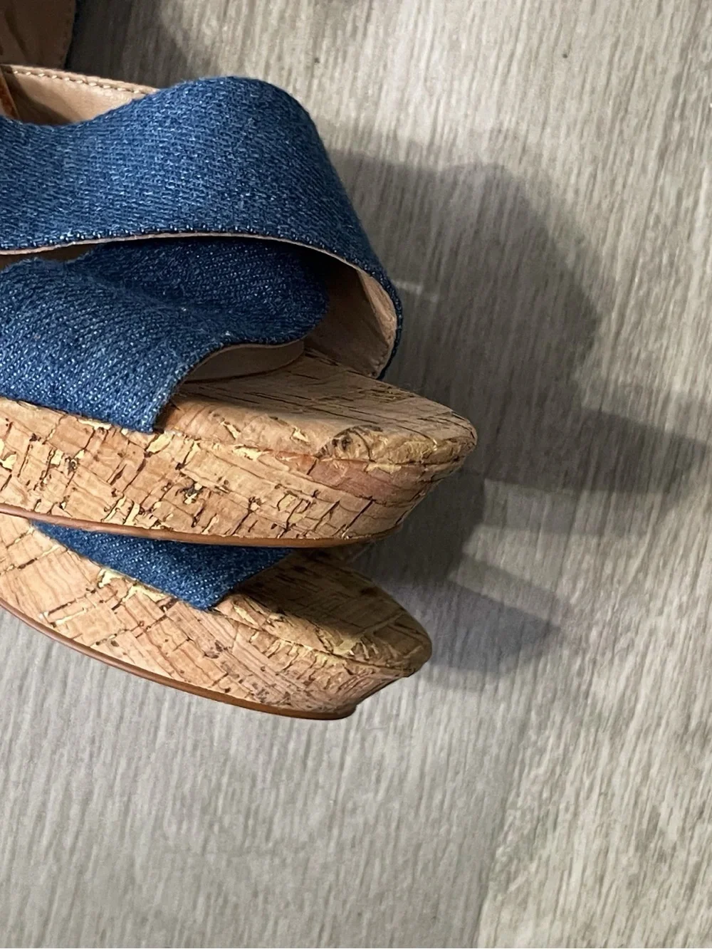 Denim Blue Cork Platform Sandals Festival Boho Chic Y2K Fairy Vacation